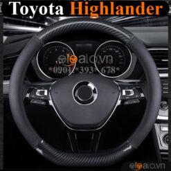 Bọc vô lăng chữ D cut Toyota Highlander da cacbon cao cấp - OTOALO