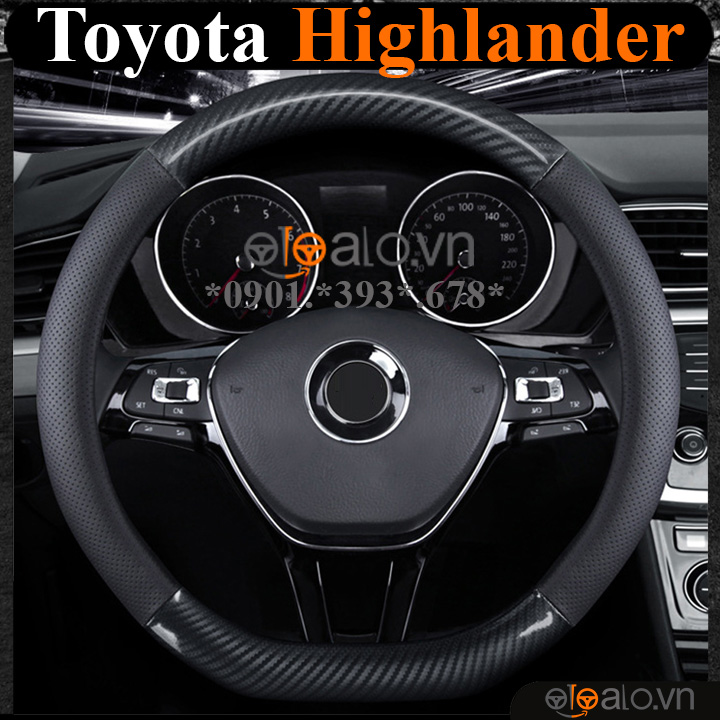 Bọc vô lăng chữ D cut Toyota Highlander da cacbon cao cấp - OTOALO Bọc vô lăng chữ D cut Toyota Highlander da cacbon cao cấp - OTOALO