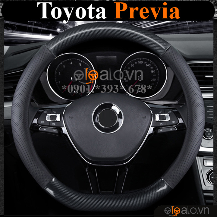 Bọc vô lăng chữ D cut Toyota Previa da cacbon cao cấp - OTOALO Bọc vô lăng chữ D cut Toyota Previa da cacbon cao cấp - OTOALO