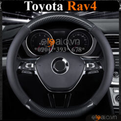 Bọc vô lăng chữ D cut Toyota Rav4 da cacbon cao cấp - OTOALO
