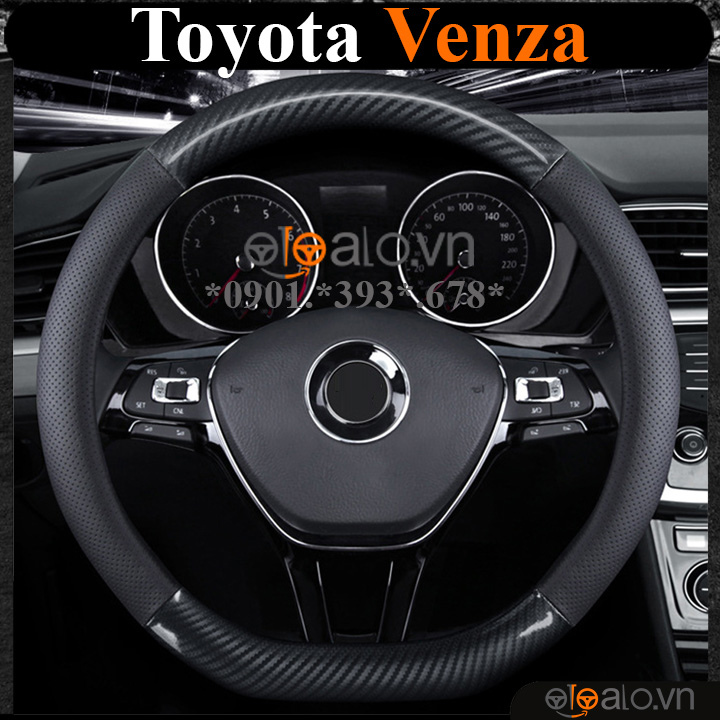 Bọc vô lăng chữ D cut Toyota Venza da cacbon cao cấp - OTOALO Bọc vô lăng chữ D cut Toyota Venza da cacbon cao cấp - OTOALO
