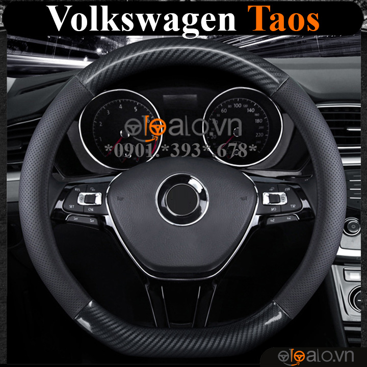 Bọc vô lăng chữ D cut Volkswagen Taos da cacbon cao cấp - OTOALO Bọc vô lăng chữ D cut Volkswagen Taos da cacbon cao cấp - OTOALO