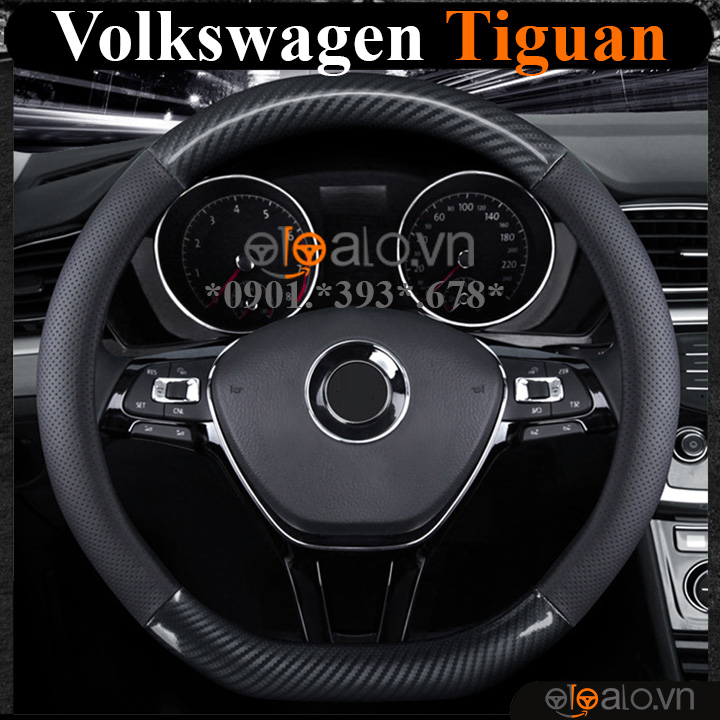Bọc vô lăng chữ D cut Volkswagen Tiguan da cacbon cao cấp - OTOALO Bọc vô lăng chữ D cut Volkswagen Tiguan da cacbon cao cấp - OTOALO