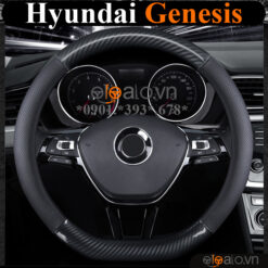 Bọc vô lăng chữ D cut Hyundai Genesis da cacbon cao cấp - OTOALO