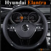 Bọc vô lăng chữ D cut Hyundai Elantra da cacbon cao cấp - OTOALO