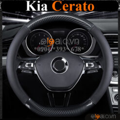 Bọc vô lăng chữ D cut Kia Cerato da cacbon cao cấp - OTOALO