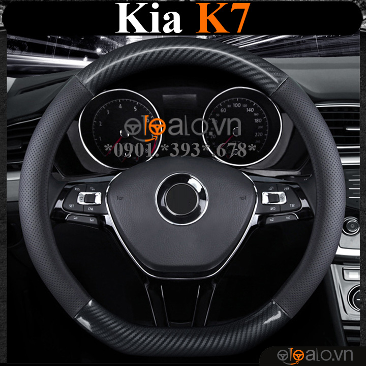 Bọc vô lăng chữ D cut Kia K7 da cacbon cao cấp - OTOALO Bọc vô lăng chữ D cut Kia K7 da cacbon cao cấp - OTOALO
