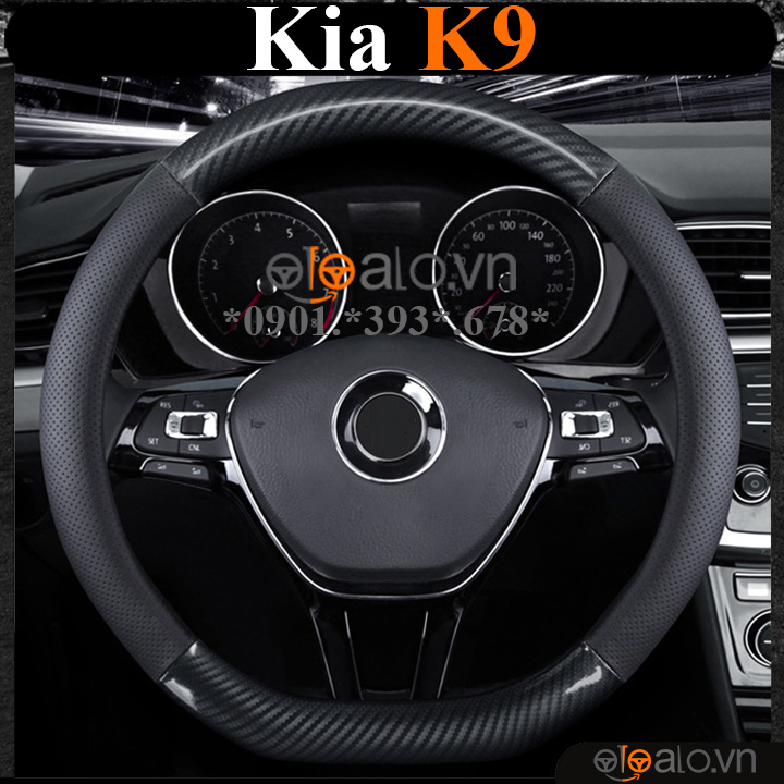 Bọc vô lăng chữ D cut Kia K9 da cacbon cao cấp - OTOALO Bọc vô lăng chữ D cut Kia K9 da cacbon cao cấp - OTOALO