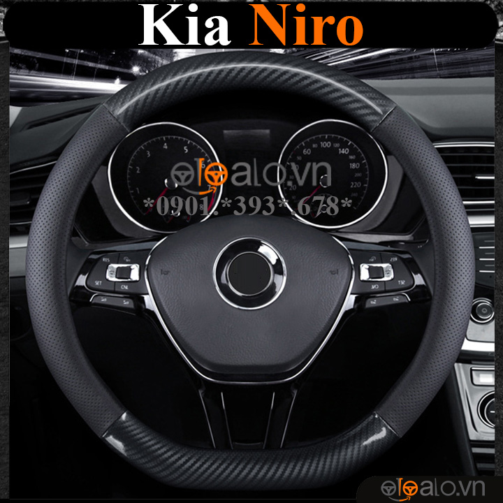 Bọc vô lăng chữ D cut Kia Niro da cacbon cao cấp - OTOALO Bọc vô lăng chữ D cut Kia Niro da cacbon cao cấp - OTOALO