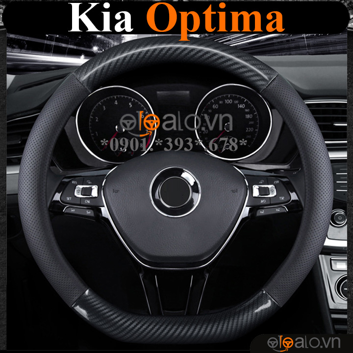 Bọc vô lăng chữ D cut Kia Optima da cacbon cao cấp - OTOALO Bọc vô lăng chữ D cut Kia Optima da cacbon cao cấp - OTOALO