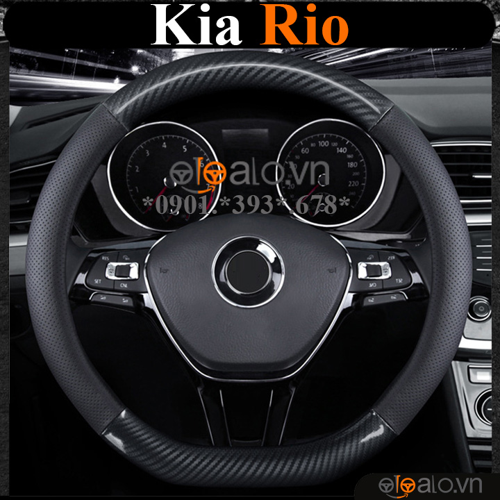Bọc vô lăng chữ D cut Kia Rio da cacbon cao cấp - OTOALO Bọc vô lăng chữ D cut Kia Rio da cacbon cao cấp - OTOALO