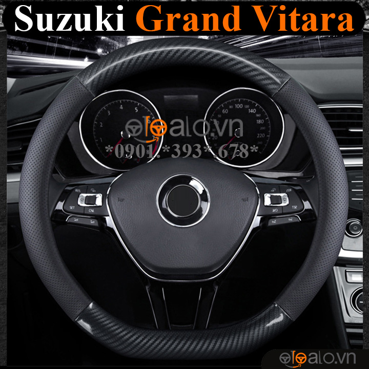 Bọc vô lăng chữ D cut Suzuki Grand Vitara da cacbon cao cấp - OTOALO Bọc vô lăng chữ D cut Suzuki Grand Vitara da cacbon cao cấp - OTOALO