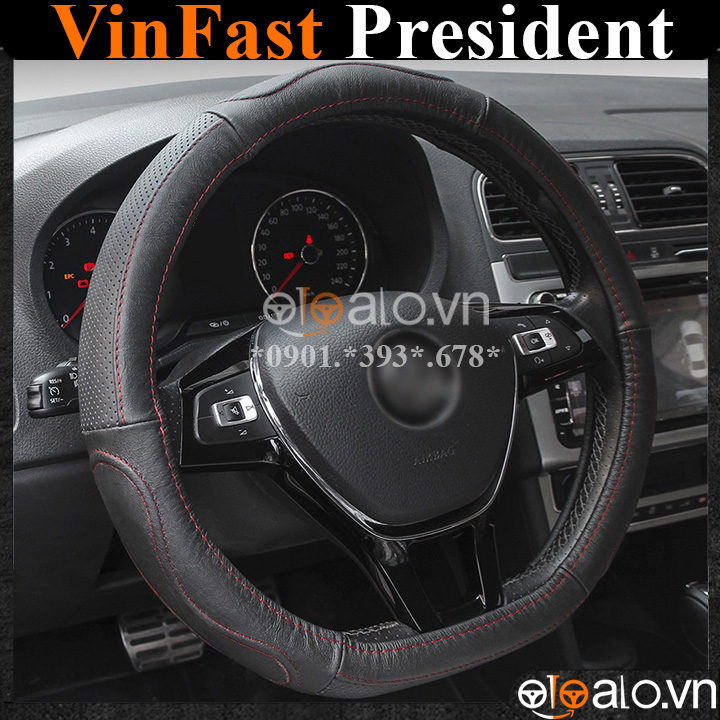 Bọc vô lăng Dcut Vinfast President chữ d cut da cacbon cao cấp - OTOALO Bọc vô lăng Dcut Vinfast President chữ d cut da cacbon cao cấp - OTOALO