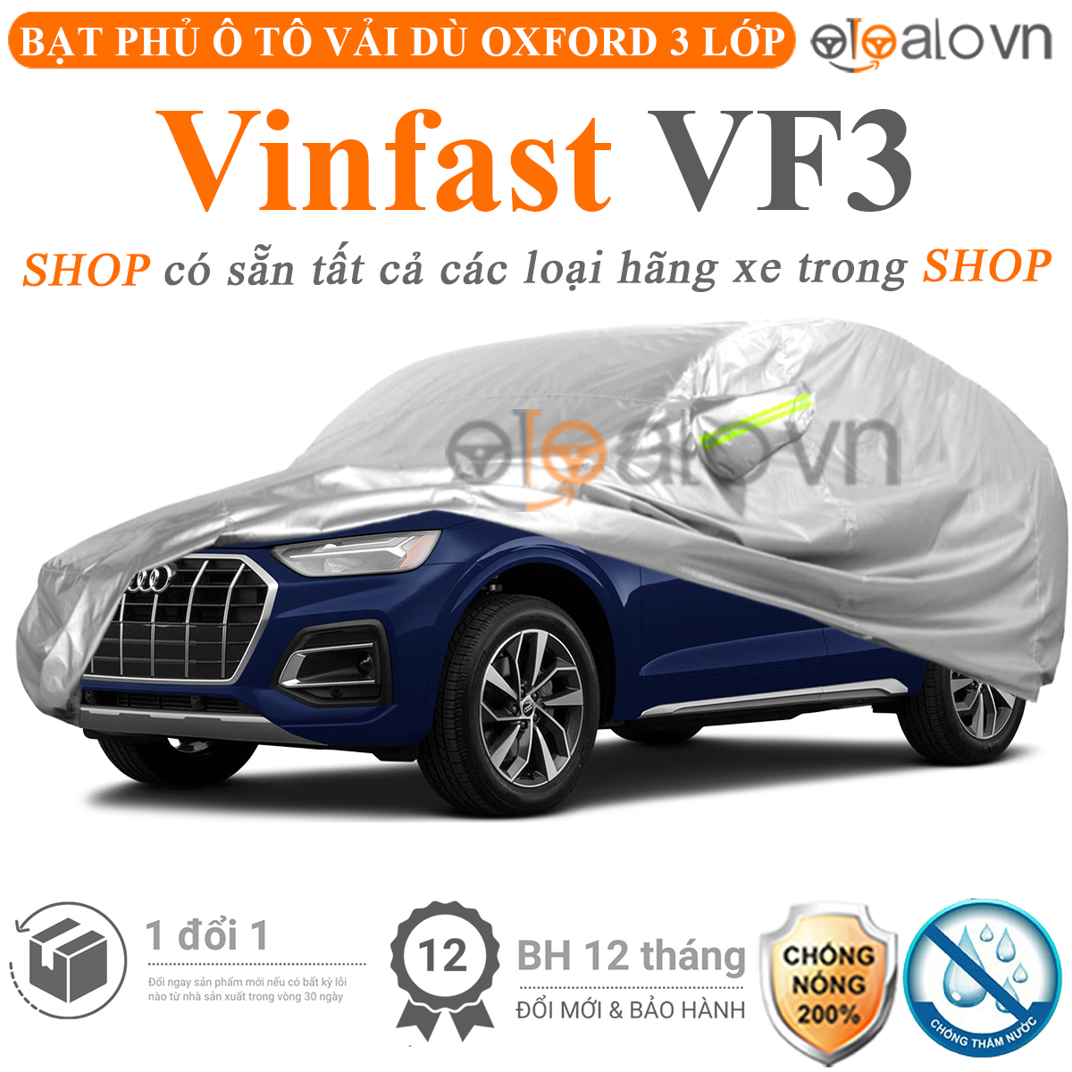 Bạt che phủ xe Vinfast VF3 3 lớp cao cấp - OTOALO Bạt che phủ xe Vinfast VF3 3 lớp cao cấp - OTOALO